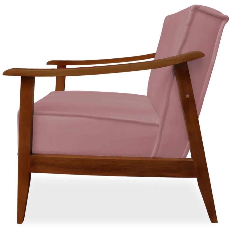 Poltrona Decorativa Vincenzza Veludo Rose
