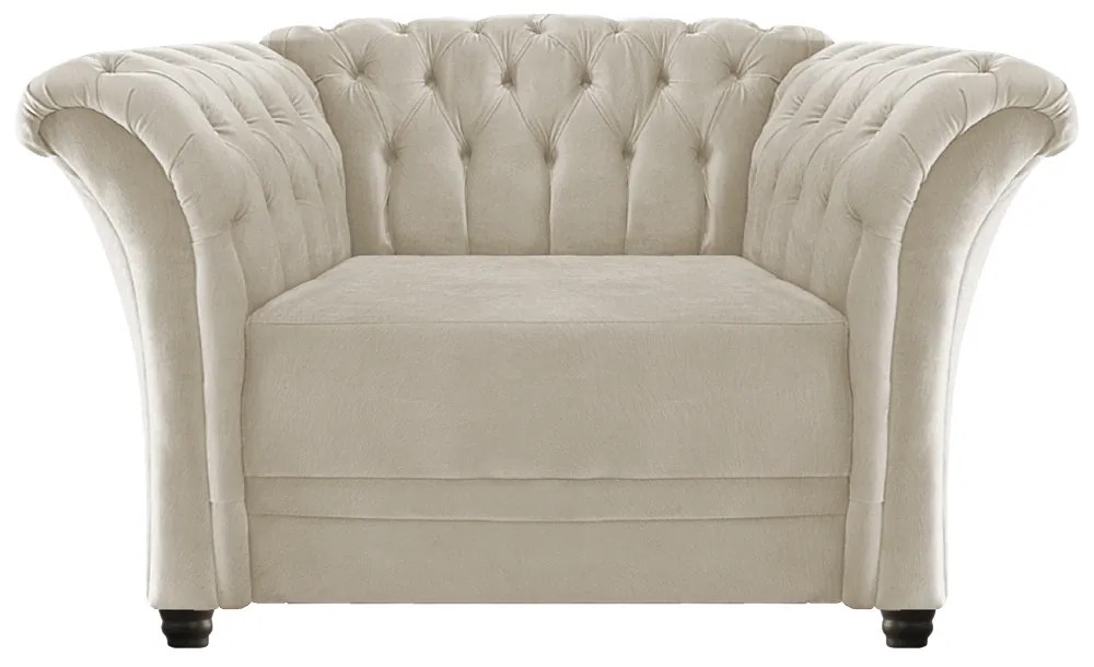 Poltrona Decorativa Chesterfield Sofia Suede Bege- ADJ Decor