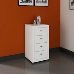 Gaveteiro Escritório 38,5cm 4 Gavetas Branco  - Tecno Mobili