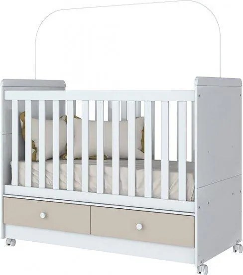 Berço Mini Cama Aquarela 2 Gavetas - Branco/Cristal