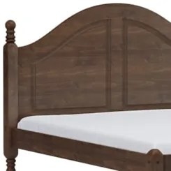 Cama Casal Queen 160cm Com Cabeceira Pé Madeira Eduarda Café F07 - Mpo