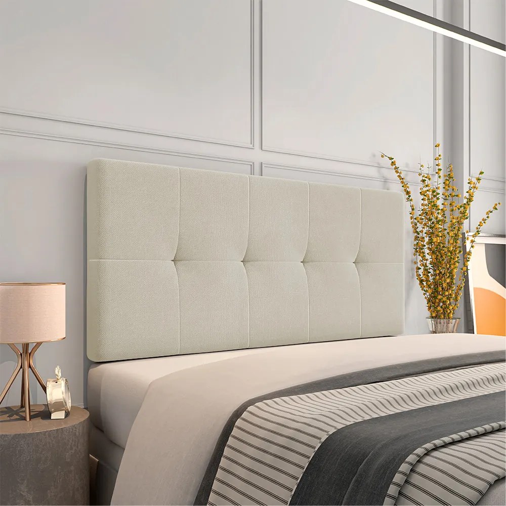 Cabeceira Painel Nina Para Cama Box Casal 140 cm Linho - D'Rossi - A19 Grosso Bege