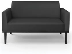 Sofá Namoradeira e 2 Poltronas Base Madeira Preto Maressa Sintético Pr