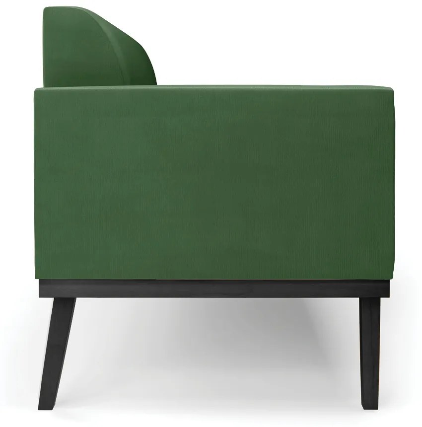 Sofá Namoradeira Base de Madeira Fixa Preto Marisa Suede  D03 - D'Rossi - Verde