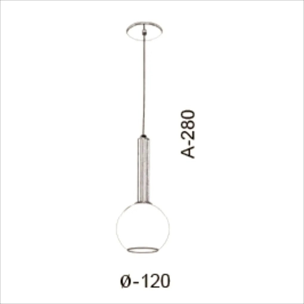 Pendente C/ Globo Ø12X28Cm Metal E Vidro 1 X G9 Globo Ø12Cm |Old Artis... (CROMADO, FOSCO)