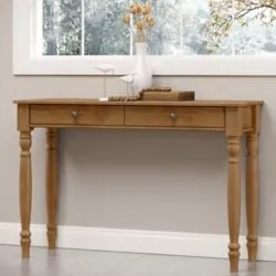 Aparador de Sala 120cm 2 Gavetas Pé Madeira Rubia Freijó F07 - Mpozena
