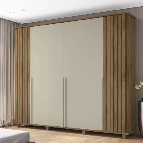 Guarda Roupa Ripado França 6 Portas Cinamomo/Off White – RV Móveis