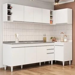 Armário de Cozinha Modulado de Canto Esquerdo 5 Peças CP54 com Pia Ino