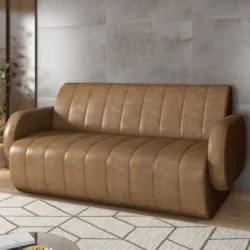 Sofá 2 Lugares 168cm Sala de Estar Munik Sintético Camel Z08 - Mpozena