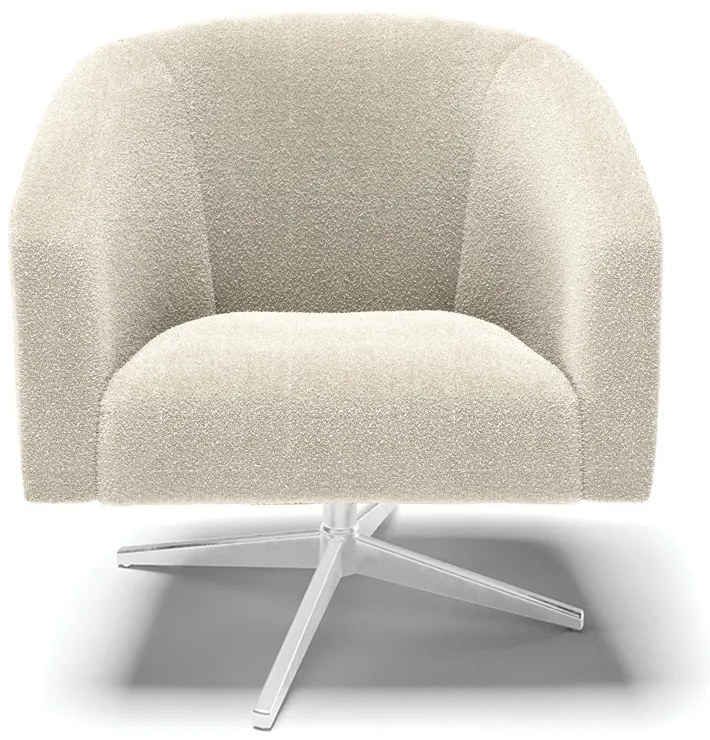 Poltrona Decorativa Giratória Cromada Stella Bouclê D03 - D'Rossi - Bege