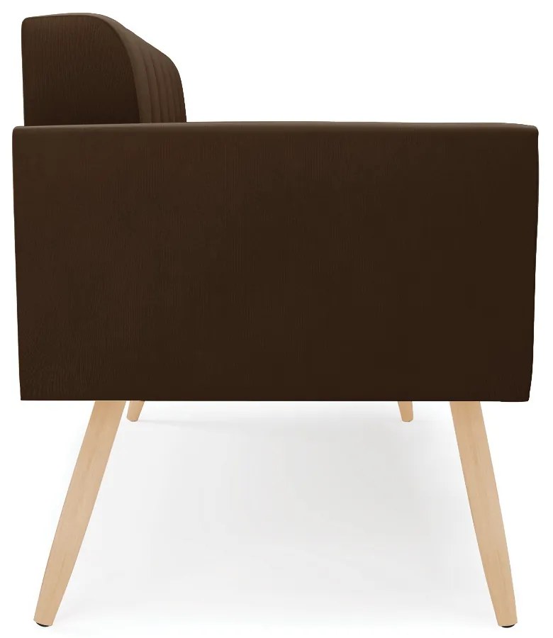 Sofá Namoradeira Elisa Suede Pés Palito Natural - D'Rossi - Marrom