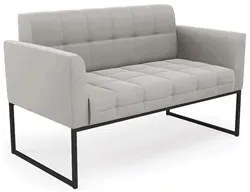 Sofá Namoradeira e 2 Poltronas Base Industrial Preto Ana Veludo Cinza