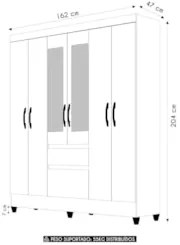 Guarda Roupa Casal 162cm Com Espelho Cuban Castanho Wood Z17 - Mpozena