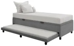 Bicama Box Baú Solteirão 96x203cm Samy S05 Veludo Cinza - Mpozenato