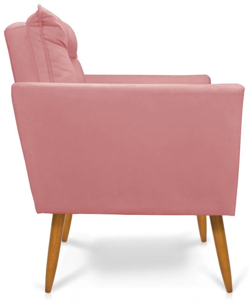 Sofá Namoradeira Tais Suede Pés Palito Castanho - D'Rossi - Rose