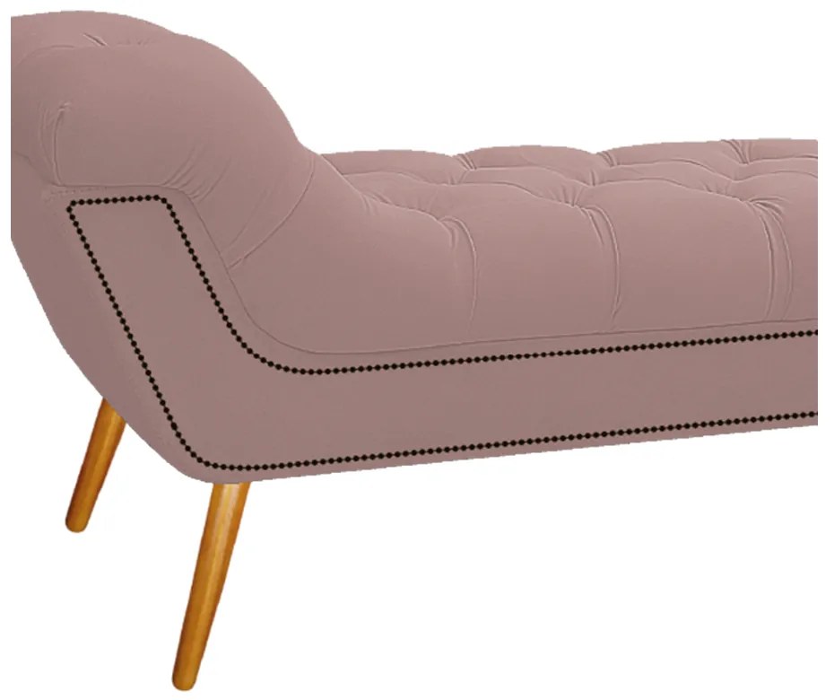 Calçadeira Estofada Veneza 160 cm Queen Size Suede Rosê - ADJ Decor