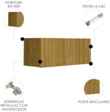 Armário de Cozinha Aéreo 80cm 1 Porta Minsk Z06 Freijó - Mpozenato