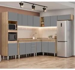 Armário de Cozinha Modulada de Canto 8 Peças CP02 Balcão com Tampo Cas