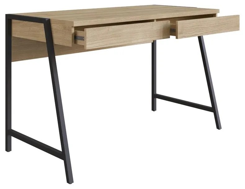 Mesa Escrivaninha Home Pinus 125cm 2 Gavetas Carvalho Preto