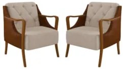 Kit 2 Poltronas Decorativas para Sala de Estar Capitonê Lapa Z32 PU Ca