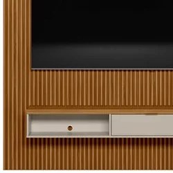 Painel Ripado para TV 75 Pol. com Bancada 180cm Prime Plus L06 Nature/