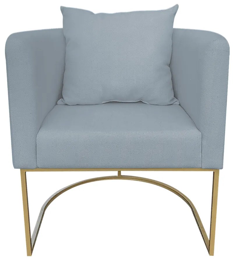 Poltrona Paola Linho Base Metálica Dourado D03 - D'Rossi - Cinza Claro A05