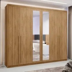 Guarda Roupa Casal 6 Gavetas Espelho Dubai Majestic Nature - Vila Ri
