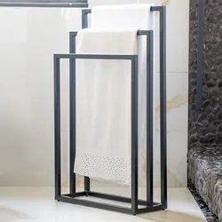 Toalheiro de Chão para Banheiro Luxe em Aço D09 Preto - Mpozenato