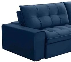 Sofá Retrátil Reclinável 3 Lugares 250cm Argon F05 Veludo Azul - Mpoze