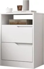 Mesa de Cabeceira com Gavetas Kit 2 Sole Flex Branco/Freijó - Albatroz