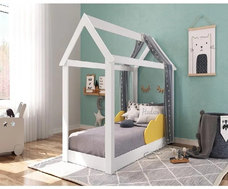 Cama Mini Casinha Montessoriana Infantil Branca Amarelo