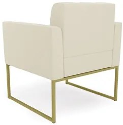 Sofá Namoradeira e 2 Poltronas Base Industrial Dourado Ana Linho Bege