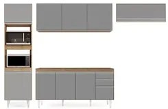 Armário de Cozinha Modulada 4 Peças CP10 Balcão Castanho/Preto - Lumil