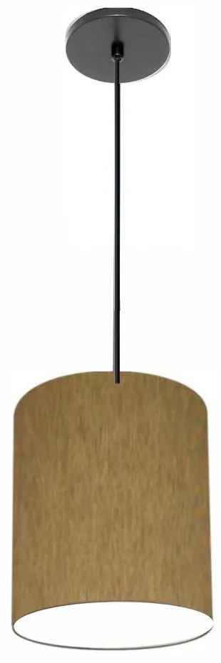 Lustre Luminária Pendente Vivare Free Lux PE-4103PR Cúpula em Tecido 15x20cm