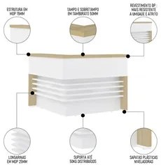 Balcão de Atendimento em L 147x147cm Corp A06 Carvalho/Branco - Mpozen