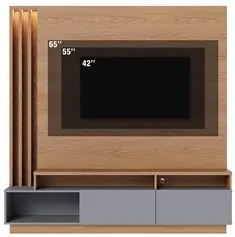 Estante Home Theater para TV 75 Pol. com LED 180cm Maitê C05 Freijó/Ci