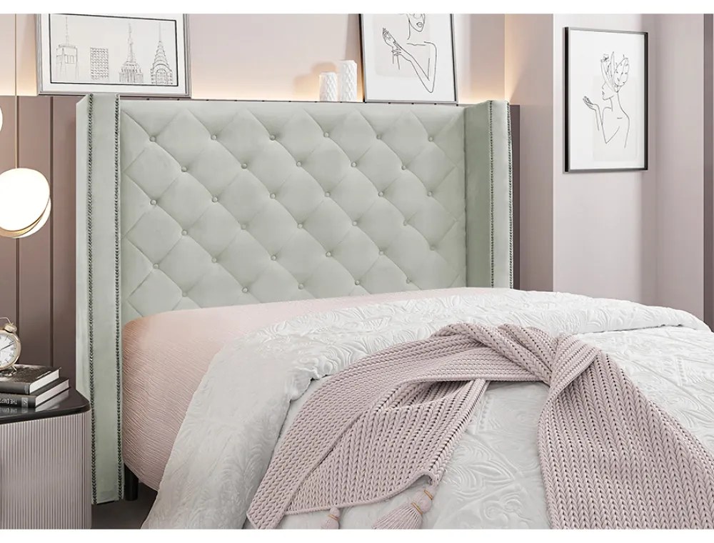 Cabeceira Cama Box Queen 160 cm Vicenza Veludo S04 - D'Rossi - Prata
