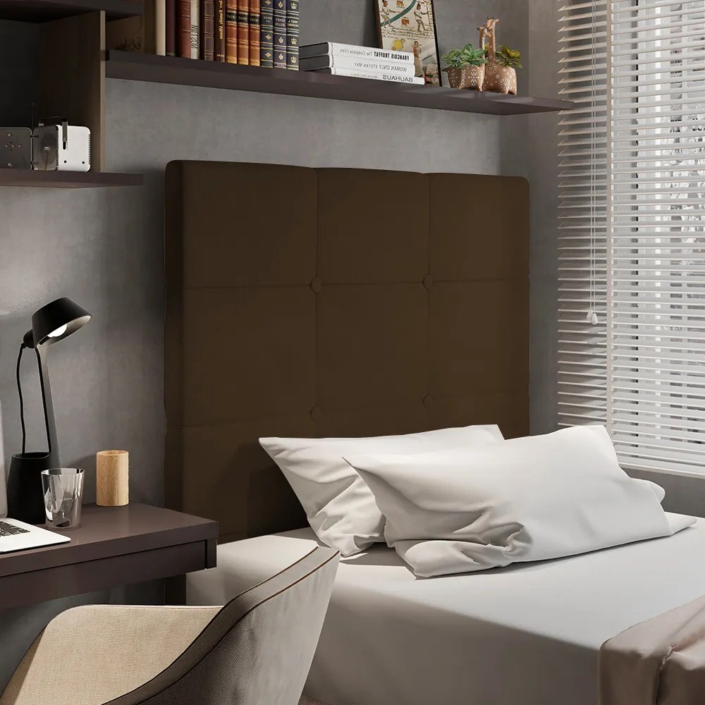 Cabeceira Stambul Para Cama Box Solteiro 90 cm Suede - D'Rossi - Marrom