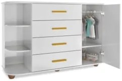 Cômoda com Cantoneira Laura e Armário Multiuso Bell Z39 Branco - Mpoze