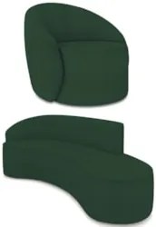 Sofá 4 Lugares 220cm Wendi e Poltrona Steve Boucle Verde I01 - Mpozen