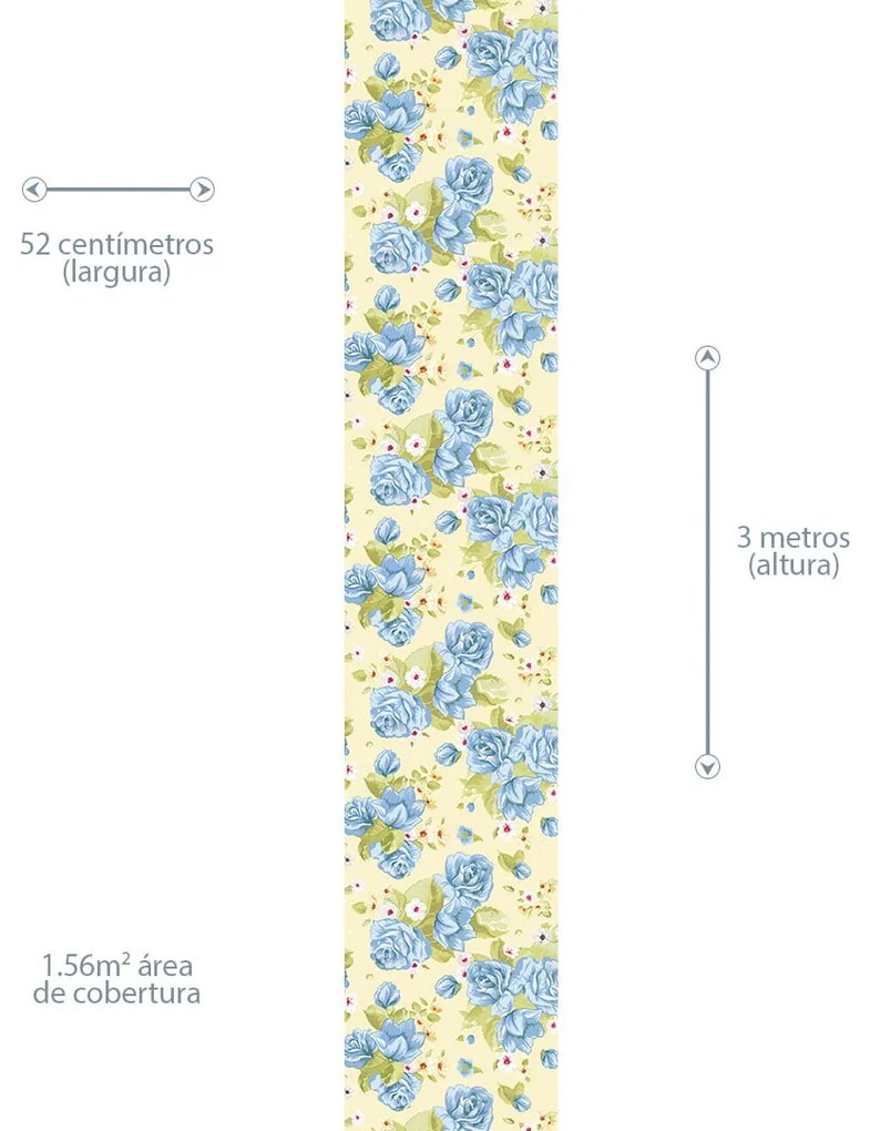 Papel de Parede Floral Amarelo e Azul
