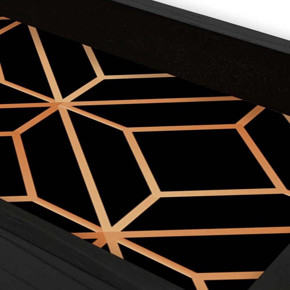 Bandeja Preta com Gravura Impermeável "Geometric Luxo" 34cm D05 - D'Rossi