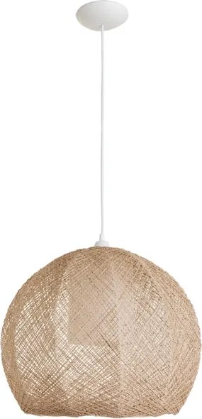 Pendente Juta Rústica Bege E Off White Ø47cm