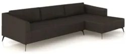 Sofá 4 Lugares 286cm Com Chaise Direito Eko Couro Marrom Z55 - Mpozena