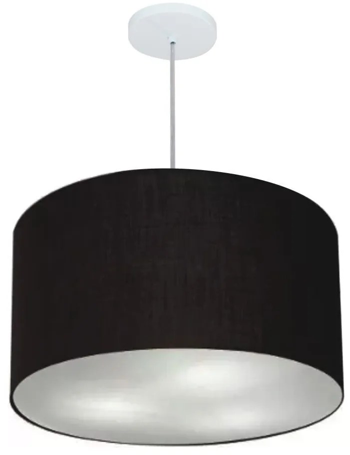 Lustre Pendente Cilíndrico Md-4257 Cúpula em Tecido 45x30cm Preto - Bivolt