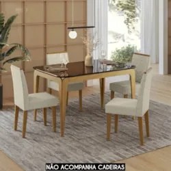 Mesa de Jantar Retangular 120cm 4 Lugares Yuma Ypê/Preto N02 - Mpozena