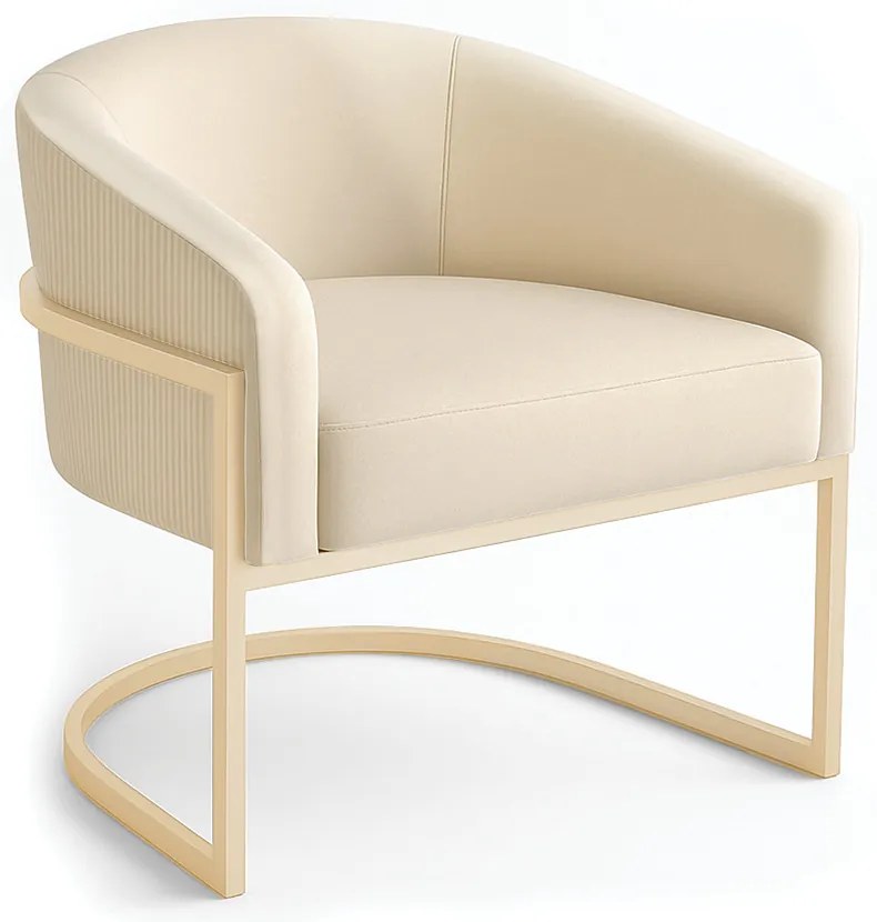 Poltrona Sala Industrial Champanhe Arielle Veludo Cotelê Bege D03 - D'Rossi