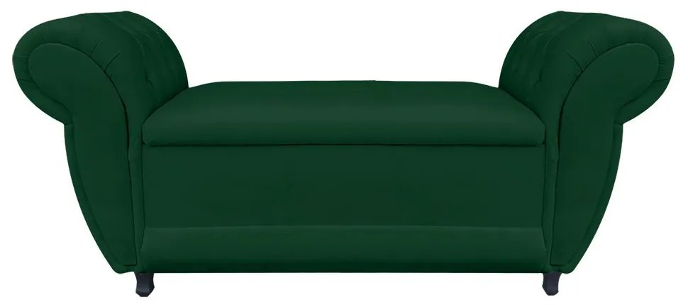 Recamier com Baú Grécia Namoradeira Calçadeira Suede - D'Rossi - Verde