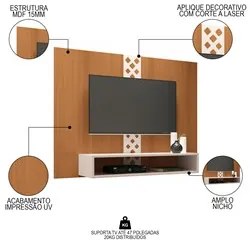Painel para TV Suspenso 47 Pol. Com Nicho Format H01 Off White/Cinamom