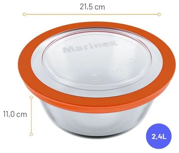 Tigela Redonda Com Tampa Plástica Marinex Pratica 2,4L